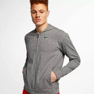 🆕 Nike Men's Heather Grey/Black Full-Zip Dri-Fit Training Hoodie